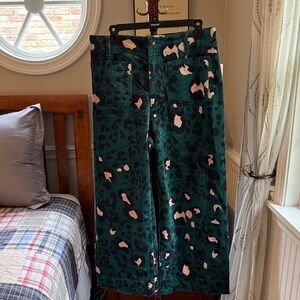 Maeve Green and Pink Cropped Pants